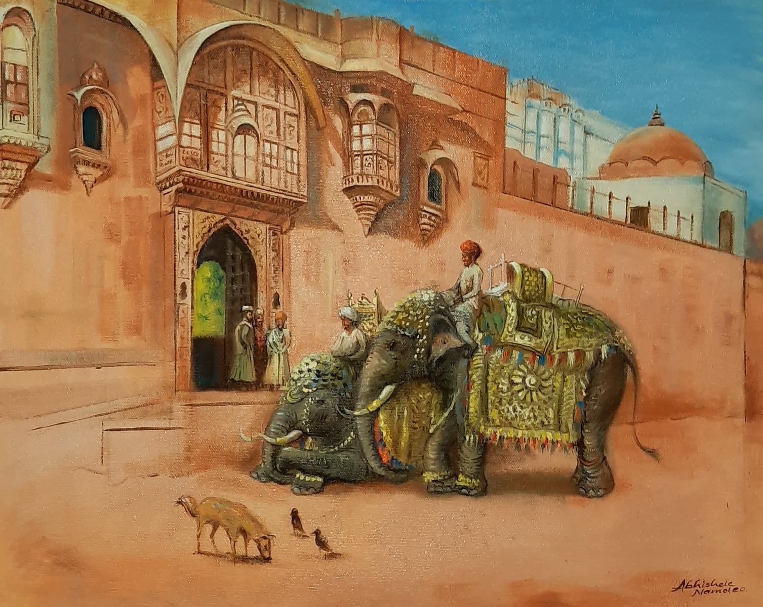 Elephants Outside fort
