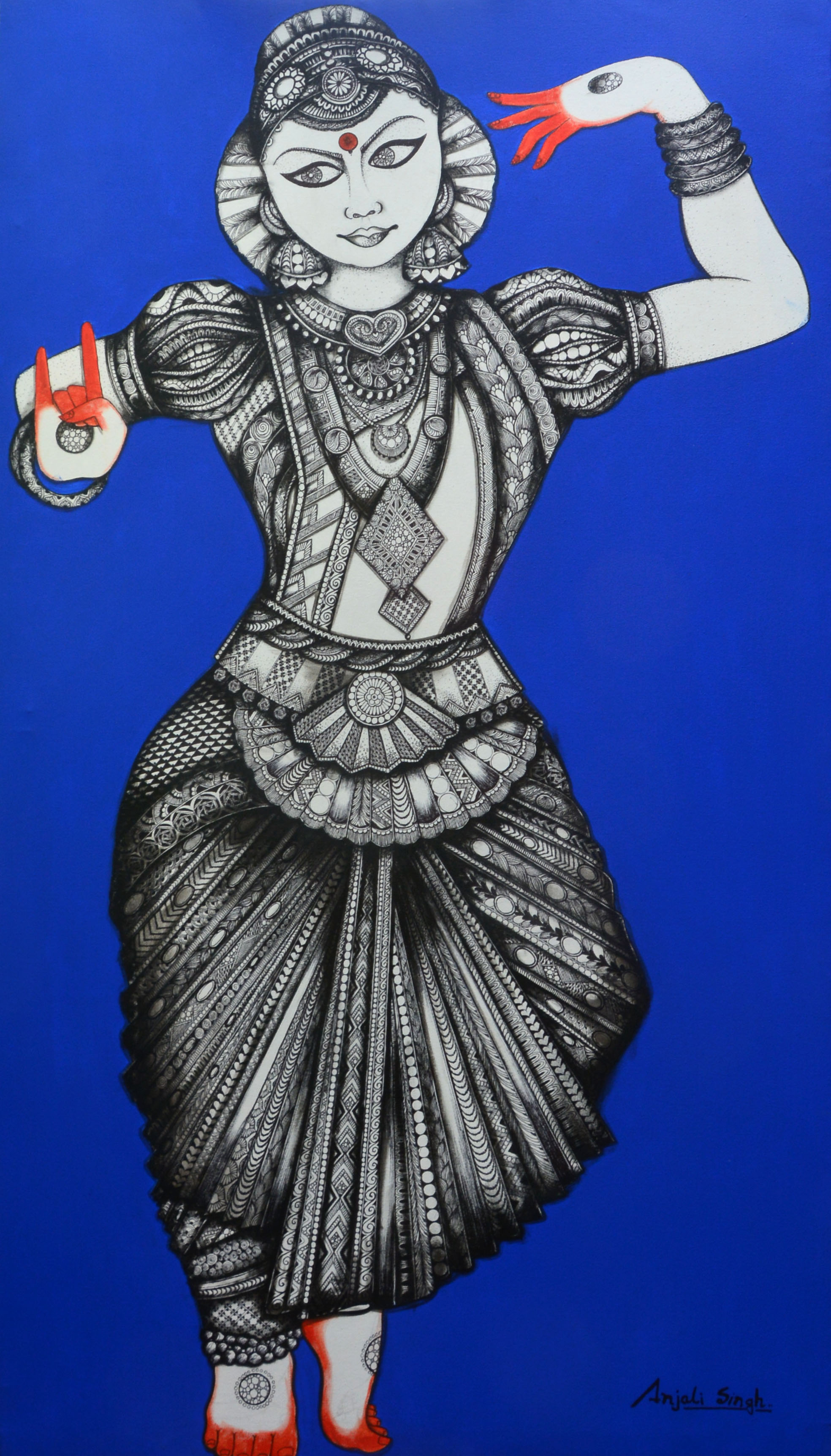 Buy Classical Bharatanatyam Indian Female Dancer Original Large Online in  India - Etsy