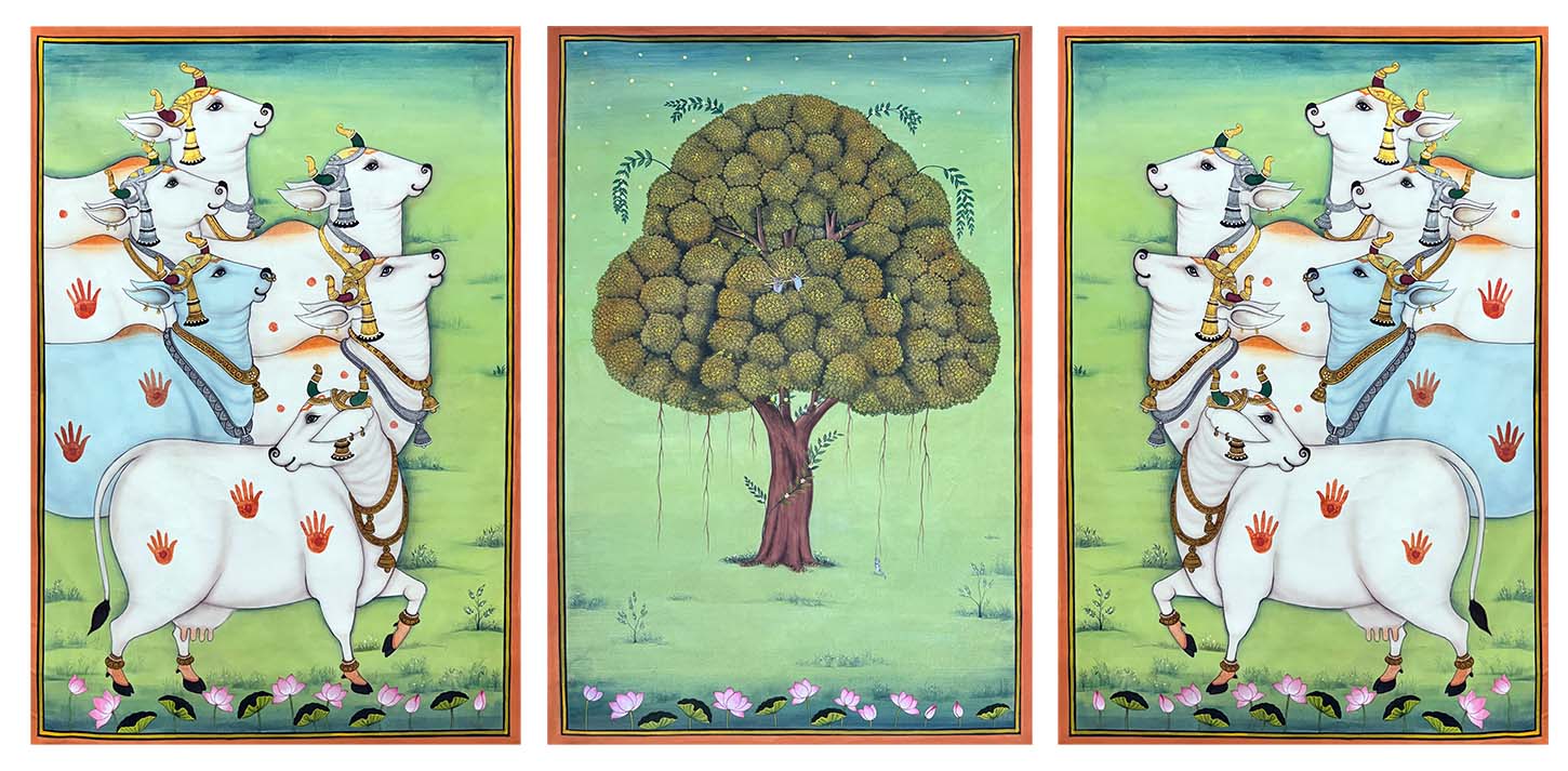 Krishna Hidden in The Tree of Life & Cows (Set of 3)