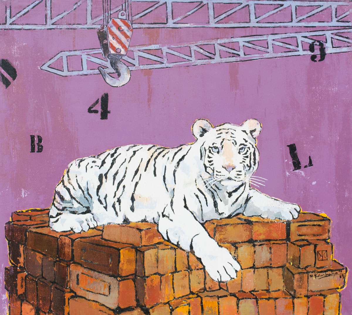 Tiger on the bricks