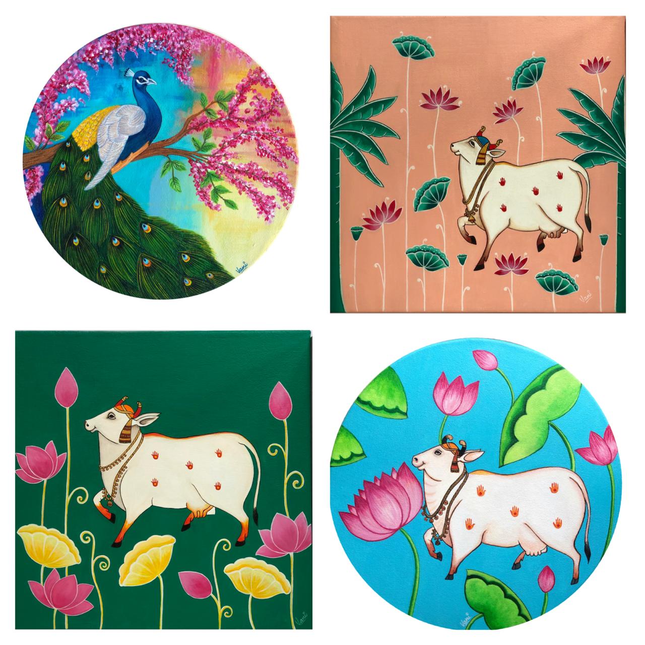 Pichwai Painting Savan Set of 4