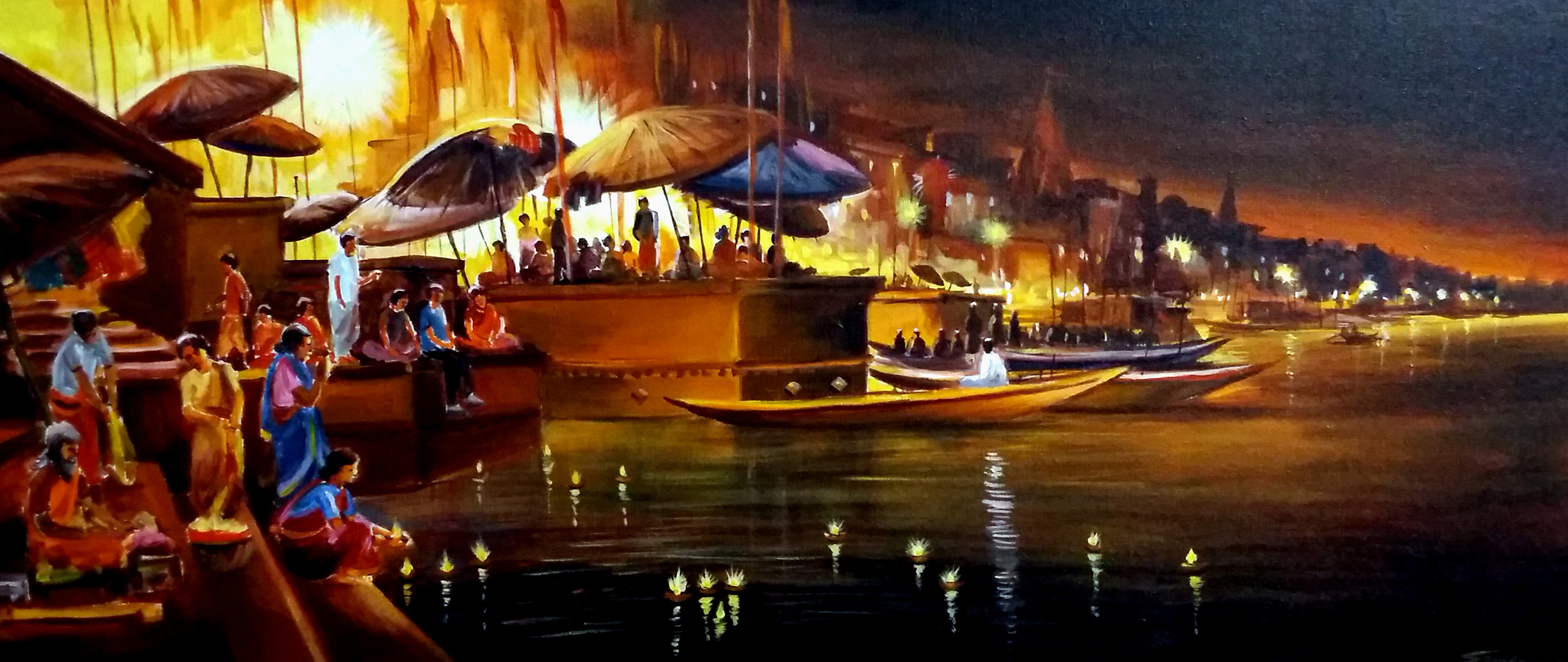 Festival Night at Varanasi Ghat 