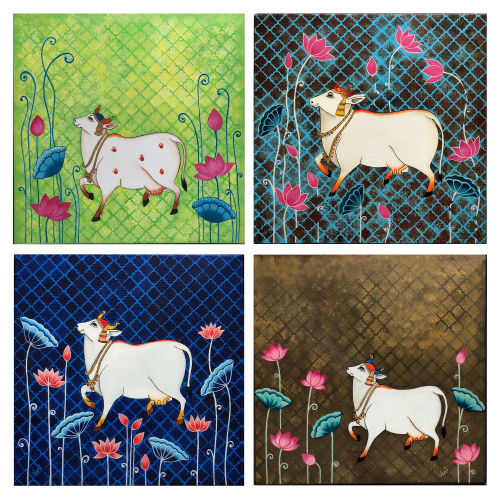 Pichwai Cow Painting (Set of 4)