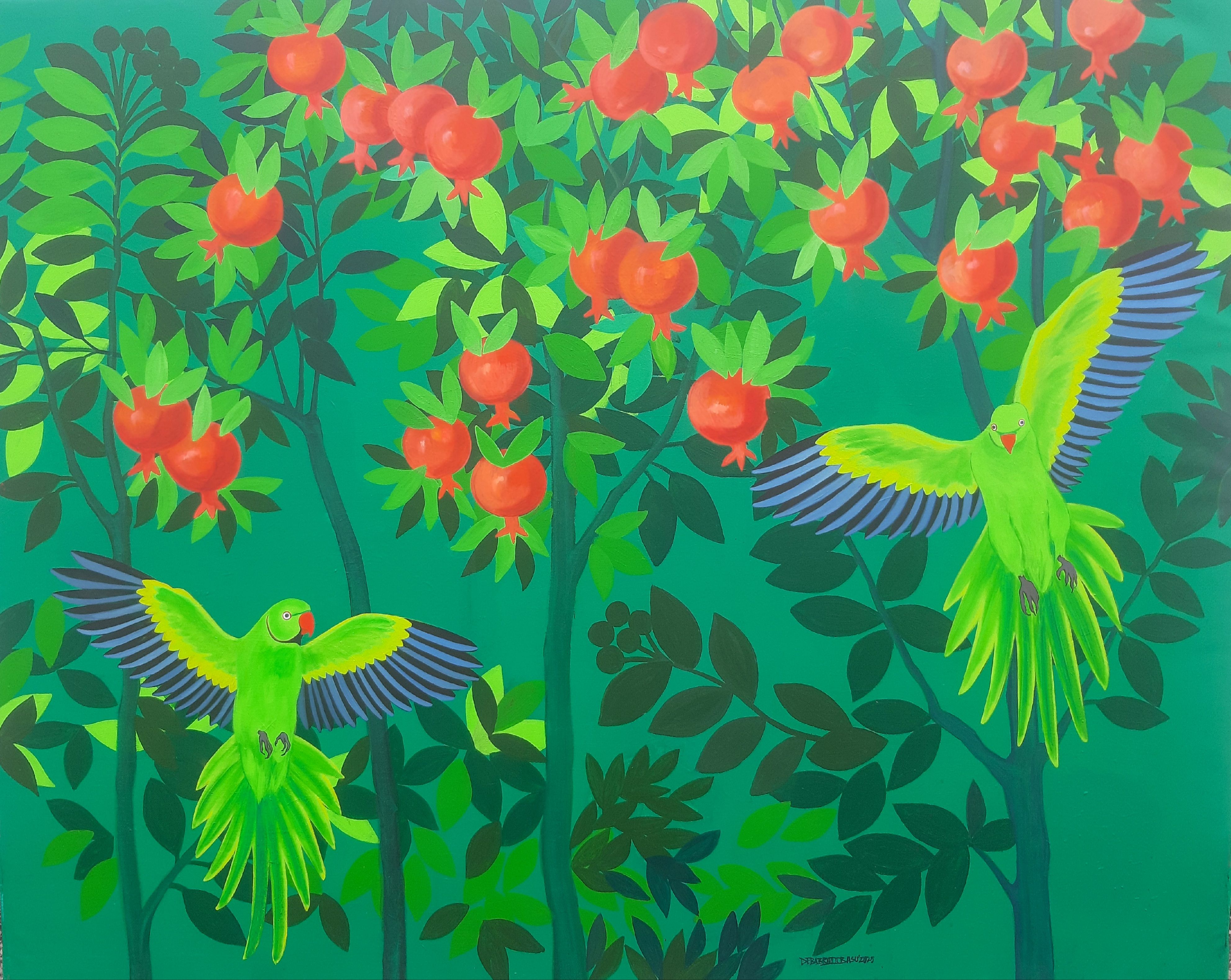 Verdant Rapture in a Pomegranate Sky”
