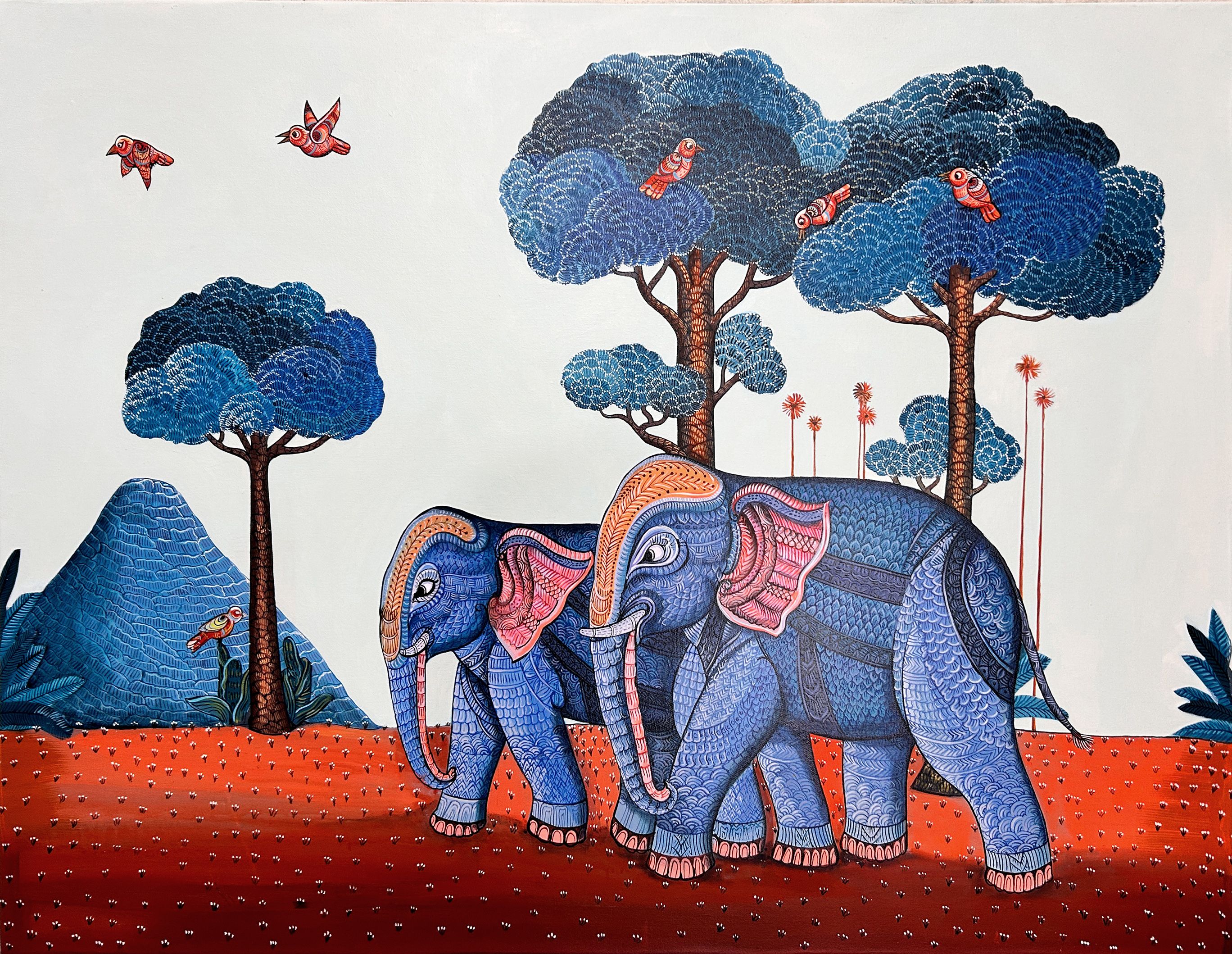 Harmonious Journey: Elephants in the Sacred Grove