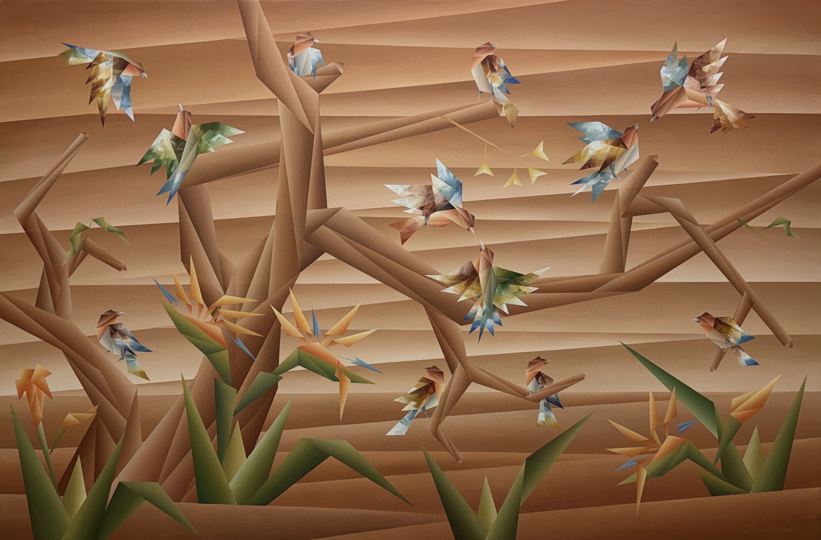 Twelve flying birds