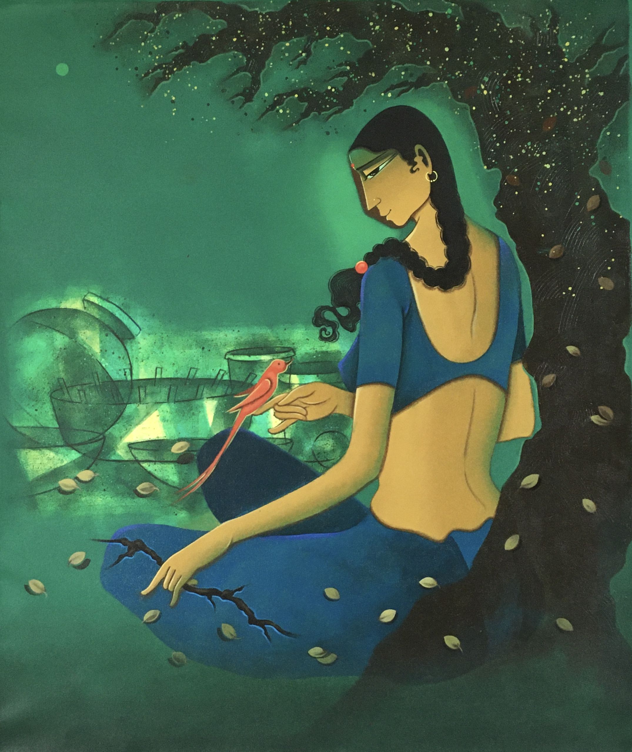 Village Girl with Bird