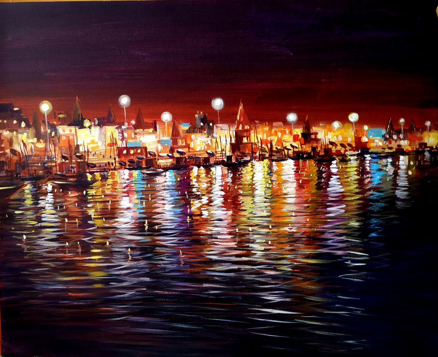 Beauty of Night Reflections Varanasi