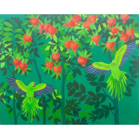 Verdant Rapture in a Pomegranate Sky”