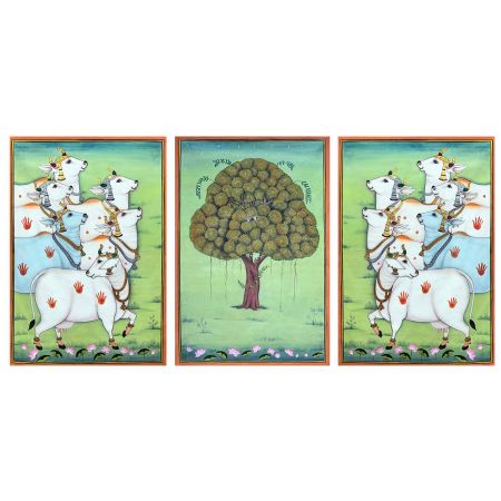 Krishna Hidden in The Tree of Life & Cows (Set of 3)