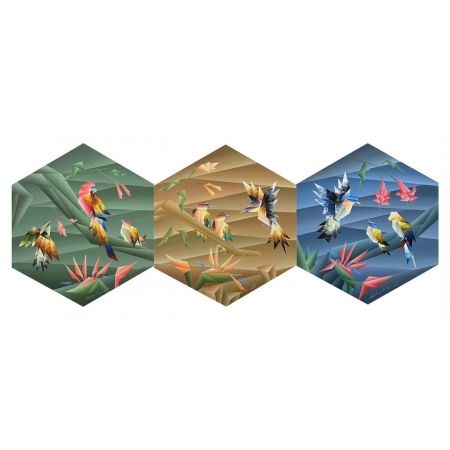 Nine flying birds (set of 3)