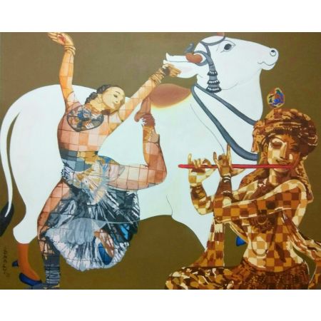 Radha, Krishna and the happy Cow