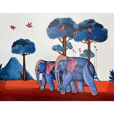 Harmonious Journey: Elephants in the Sacred Grove