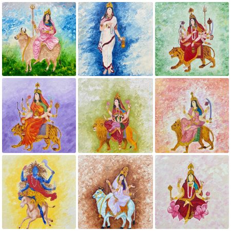 Nav Durga ( set of 9 canvas)