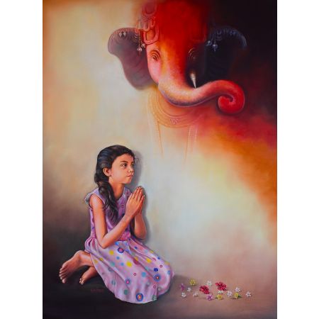 Beautiful girl & Ganesha