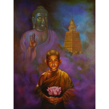 Little monk with  buddha