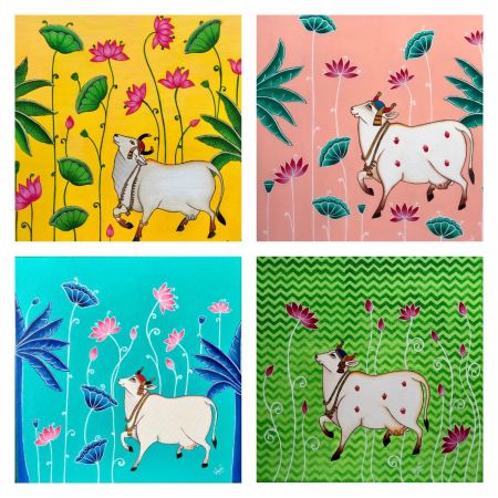 Pichwai Cow Painting (Set of 4)