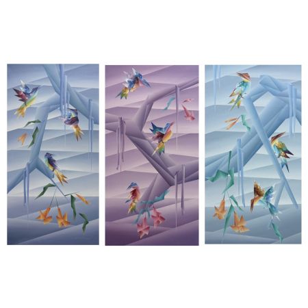 Nine flying birds 
