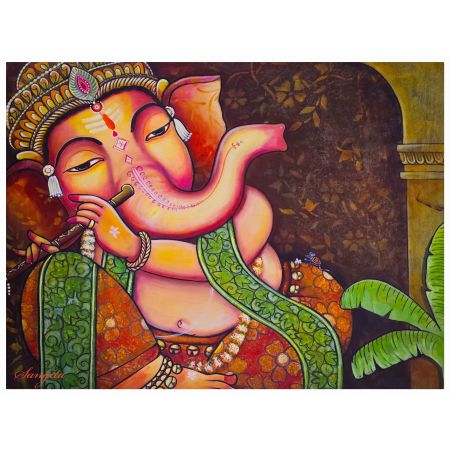 Ganesh playing flute 