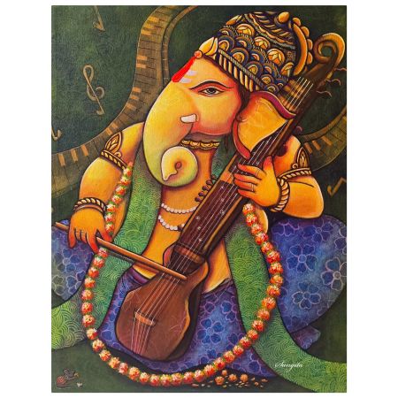 Ganesh playing sarangi