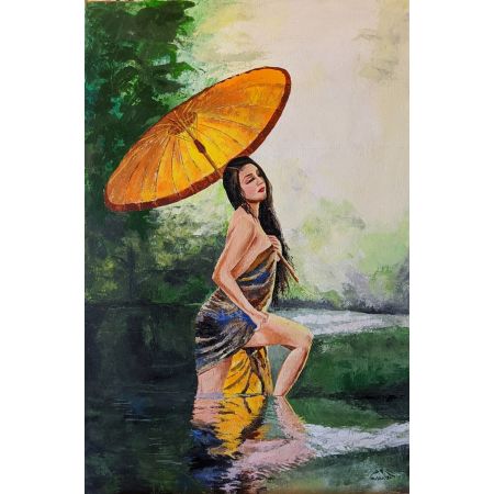 Lady out from river bath