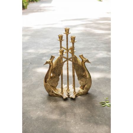 Peacock Brass Candle Holder 