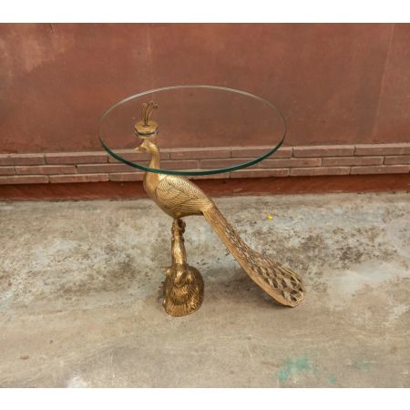 Peacock Metal Table Glass Top 