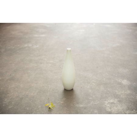 Vase, White Glass Grain Hand Chiseling 