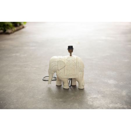 Elephant Wooden Lamo Base Antq White Finish 