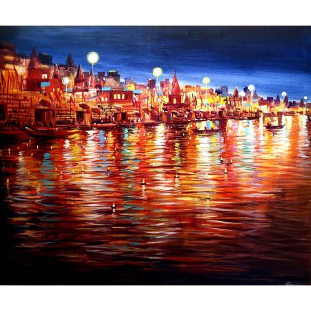 Beauty of Night Reflections Varanasi 