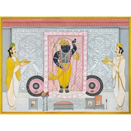 Shringara of Shrinathji - Handmade Pichwai Painting