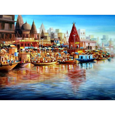 Colorful Morning Varanasi Ghat