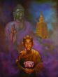 Little monk with buddha
