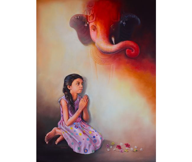 Beautiful girl & Ganesha