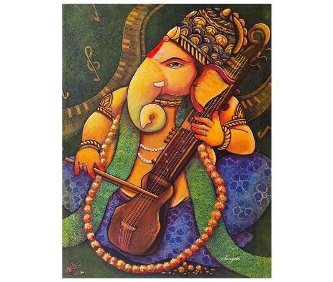 Ganesh playing sarangi