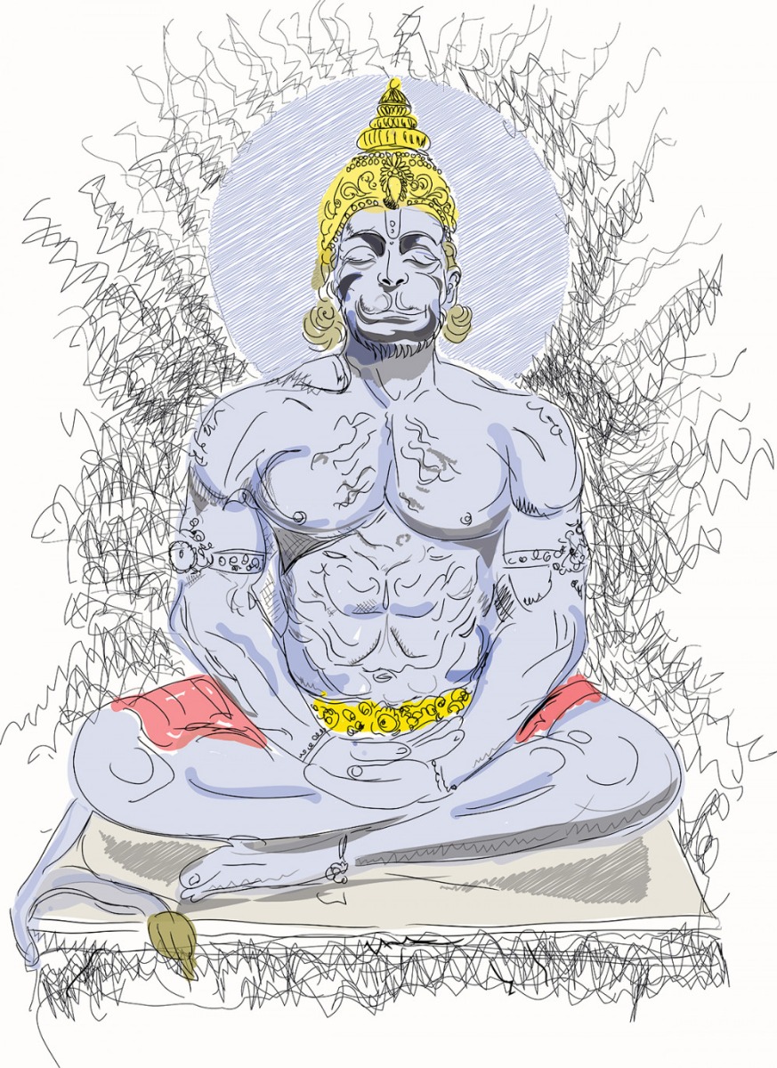 lord hanuman in meditation