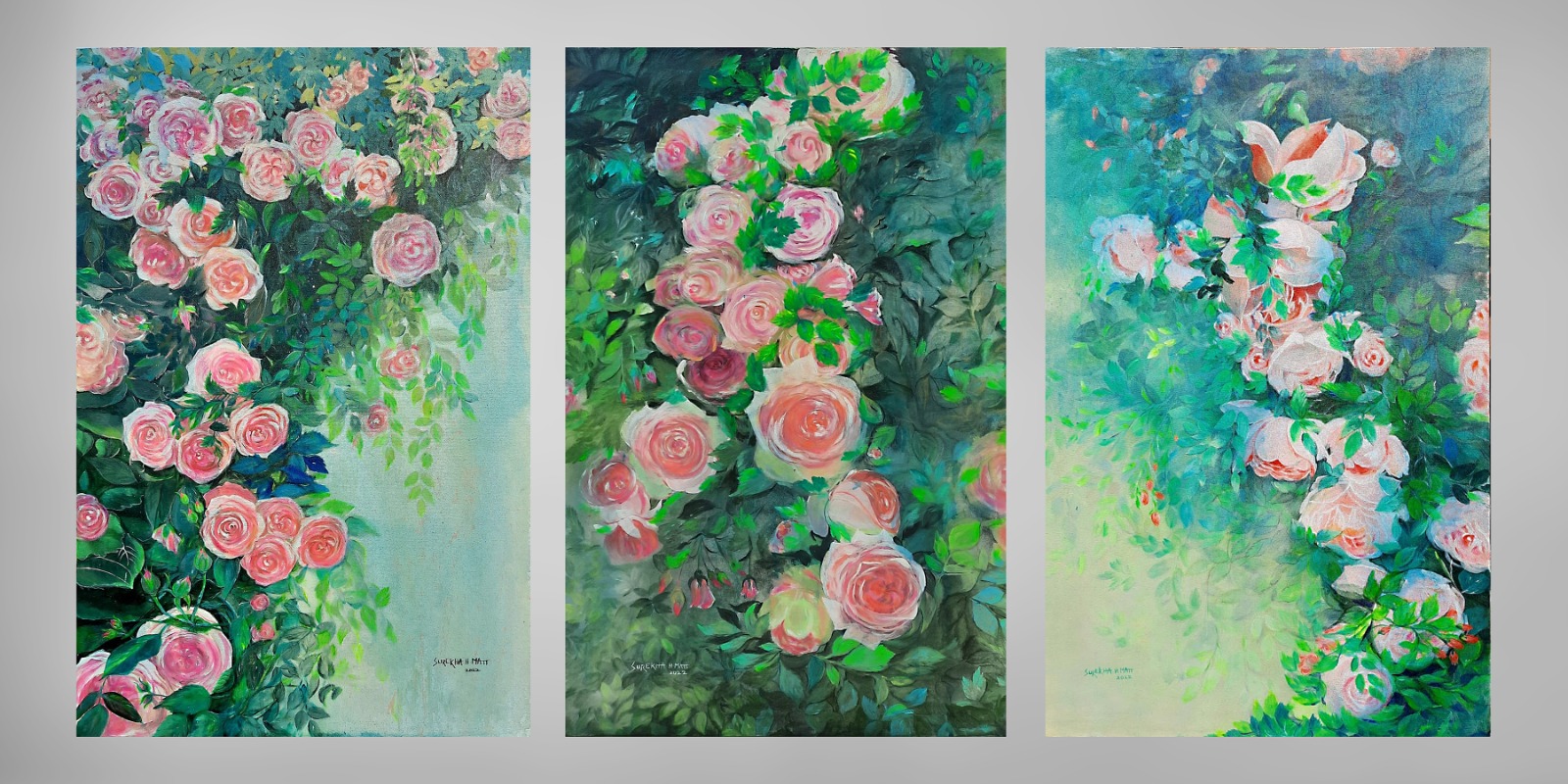 Pink Roses (Set of 3)