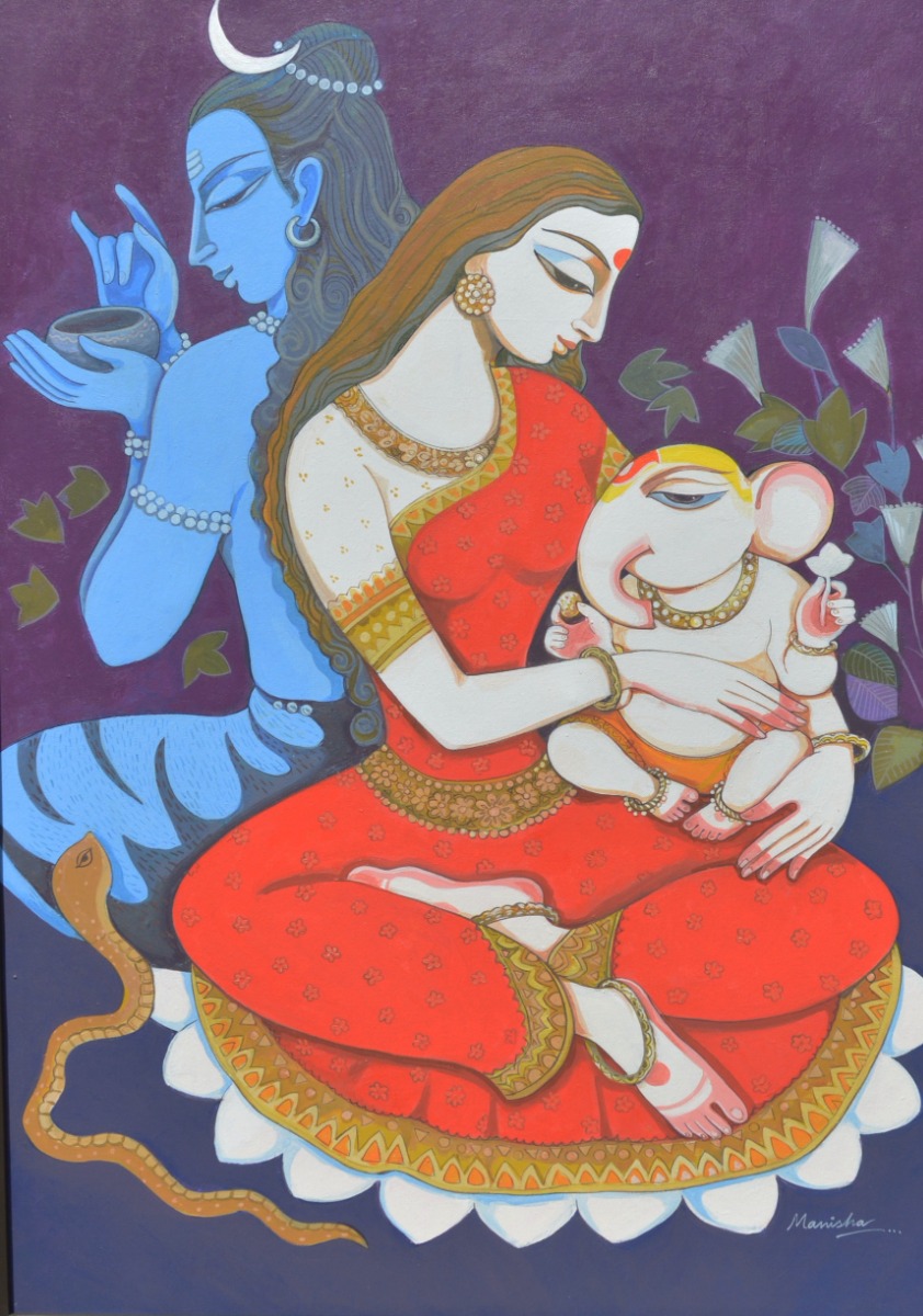 Shiva, Gauri and Bal Ganesh