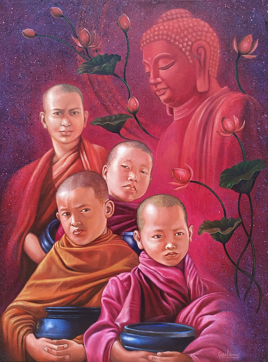 Monks with Buddha