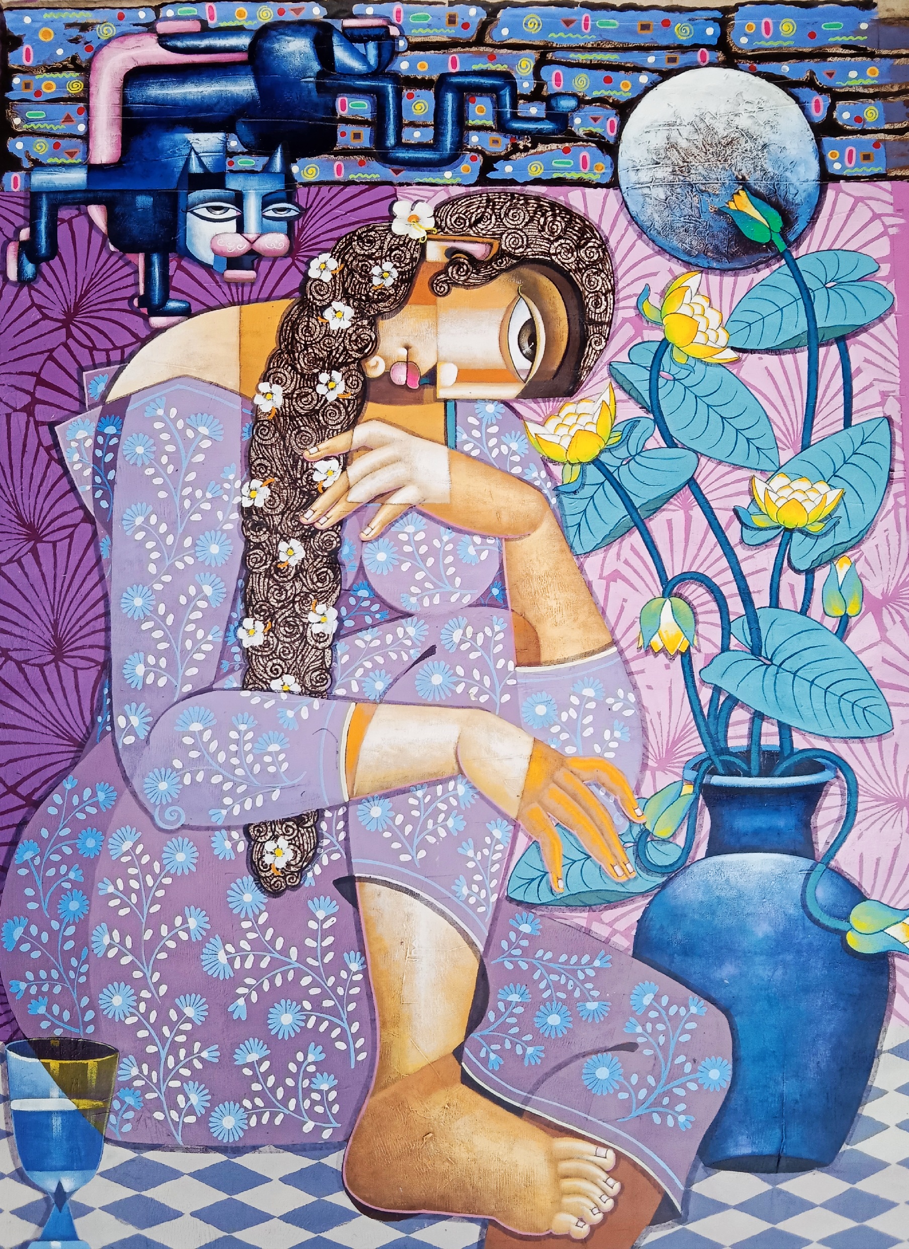 Lady with blue vase