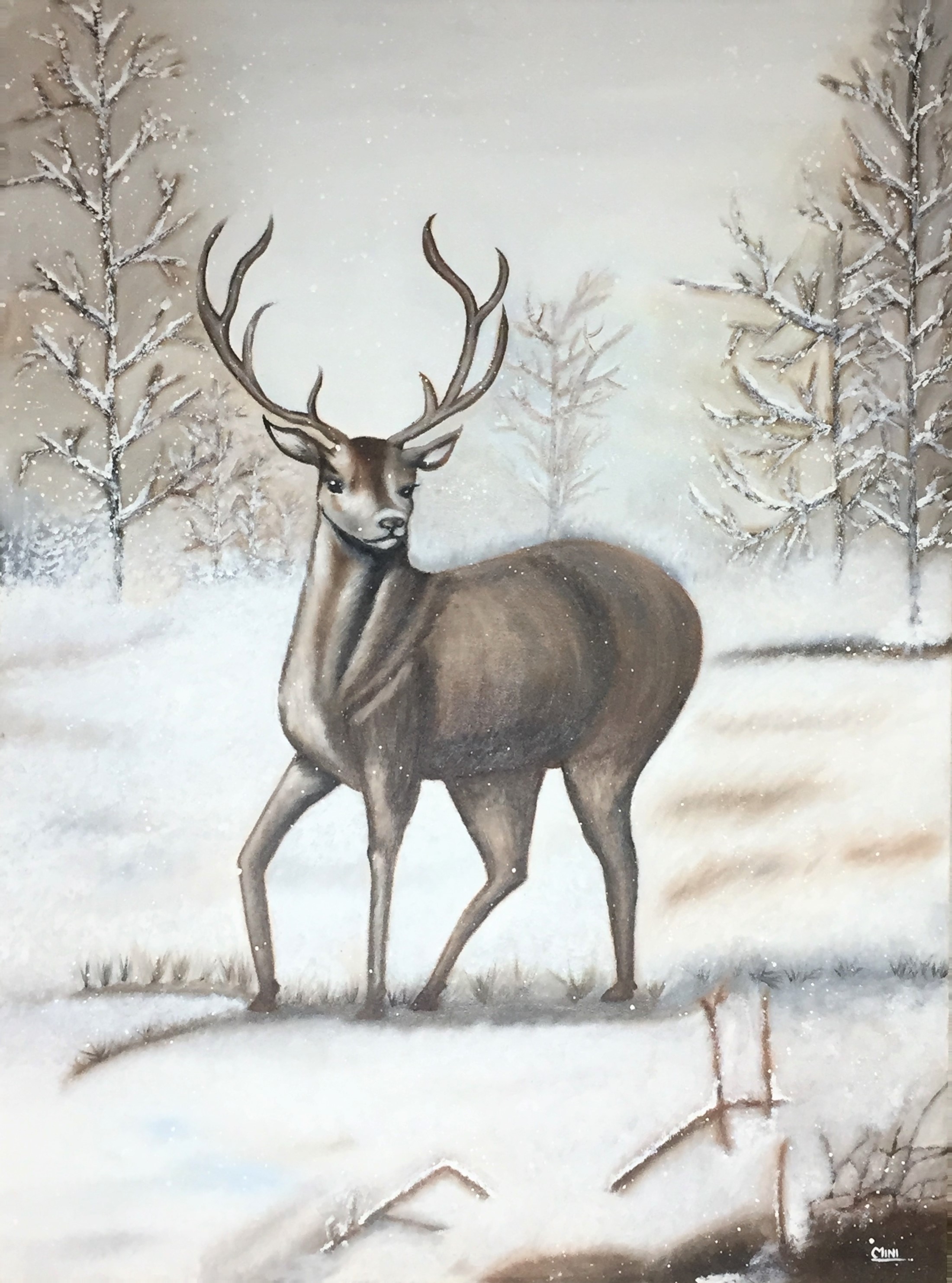 The Majestic Stag in Snow