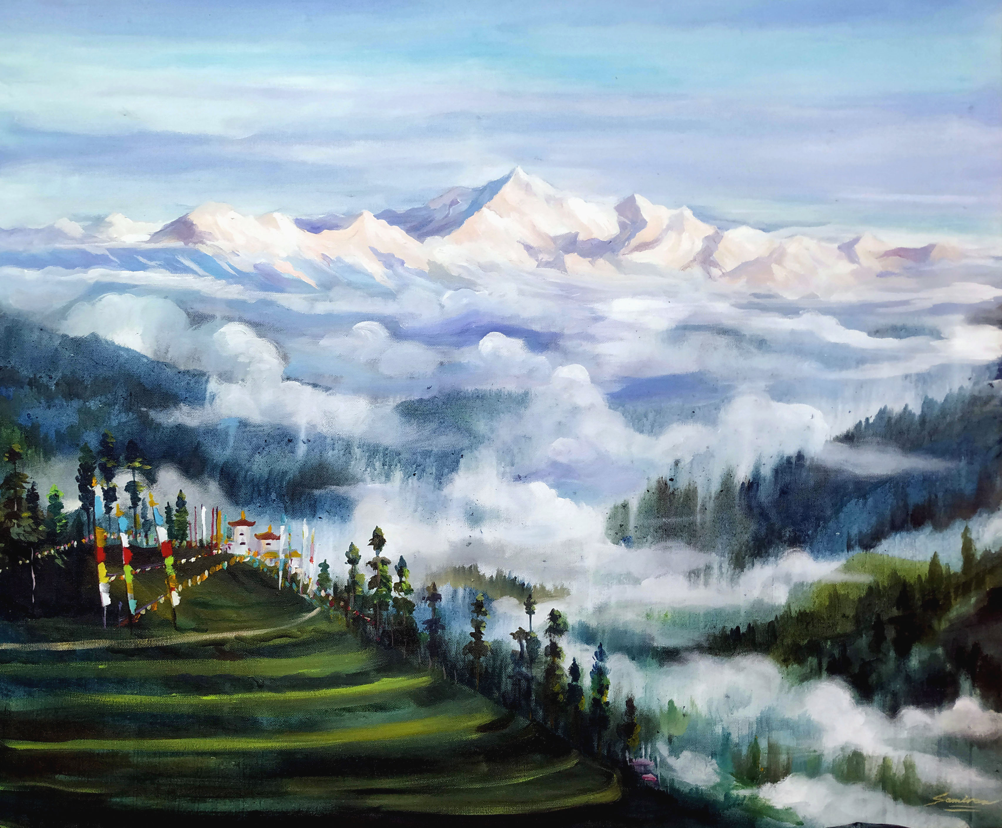 Morning  Cloudy Kanchenjunga 