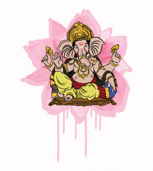 lord Ganesha sitting on flower 