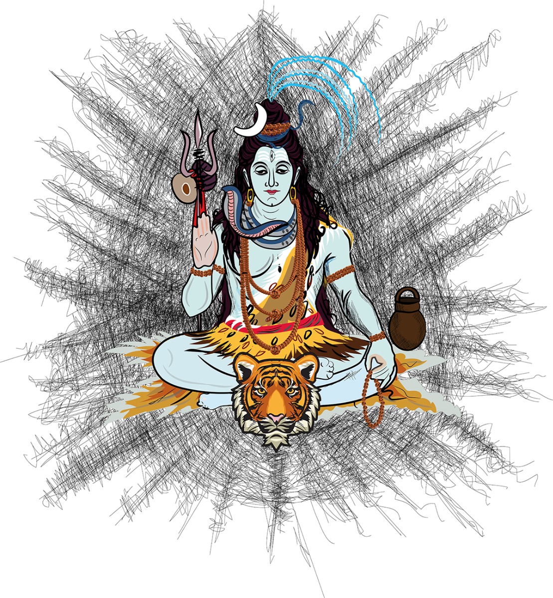 lord Shiva sitting on tiger skin
