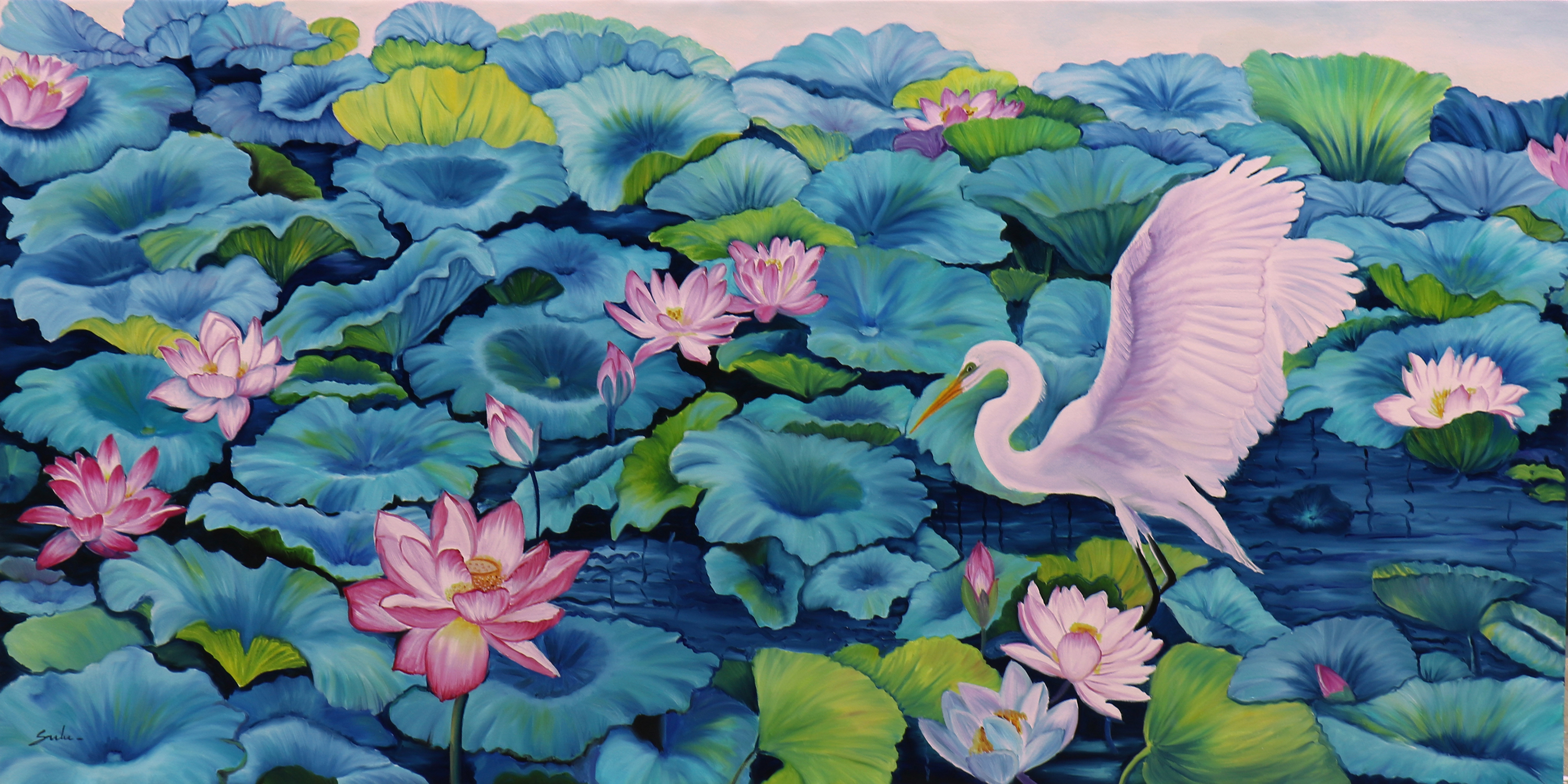 Lotus Pond 37 with Bird 