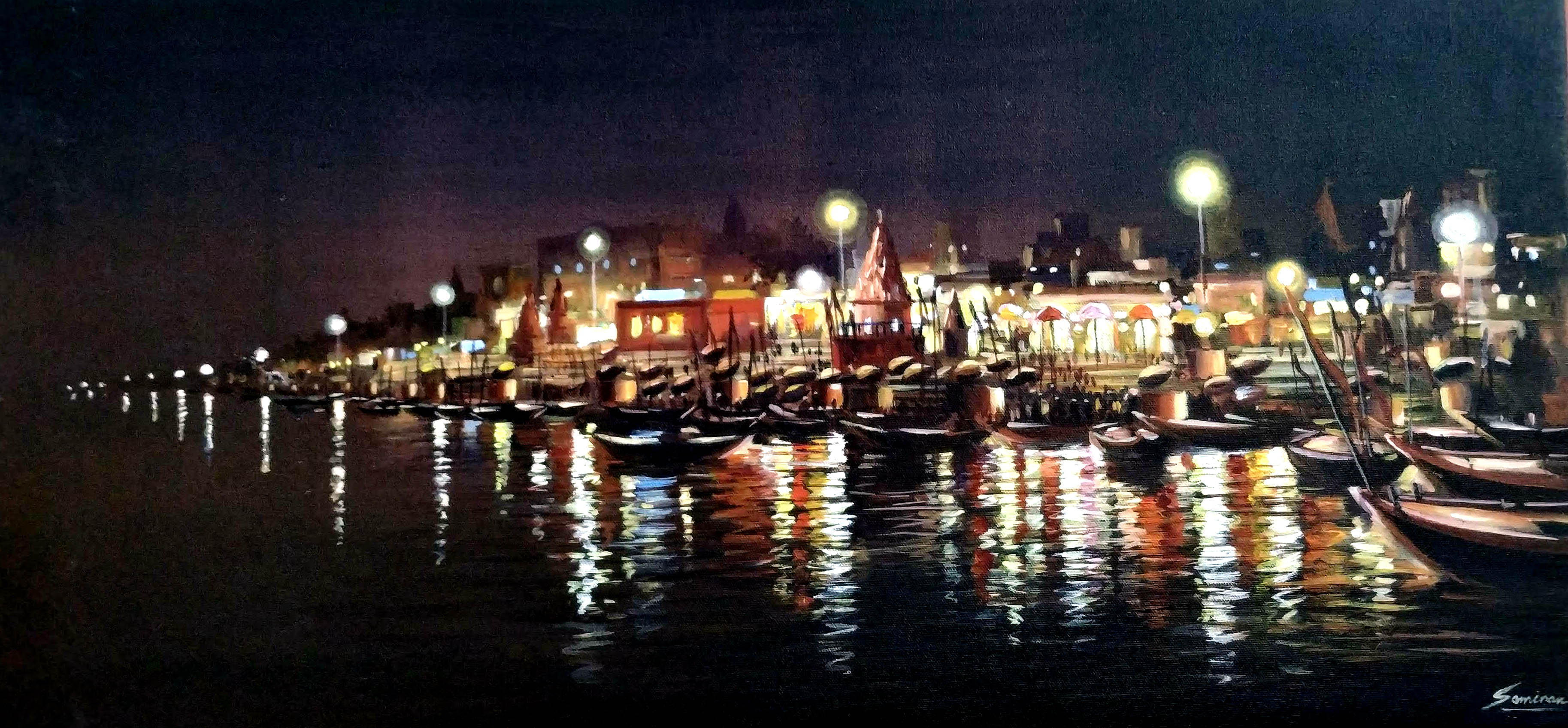 Varanasi Night Reflections 