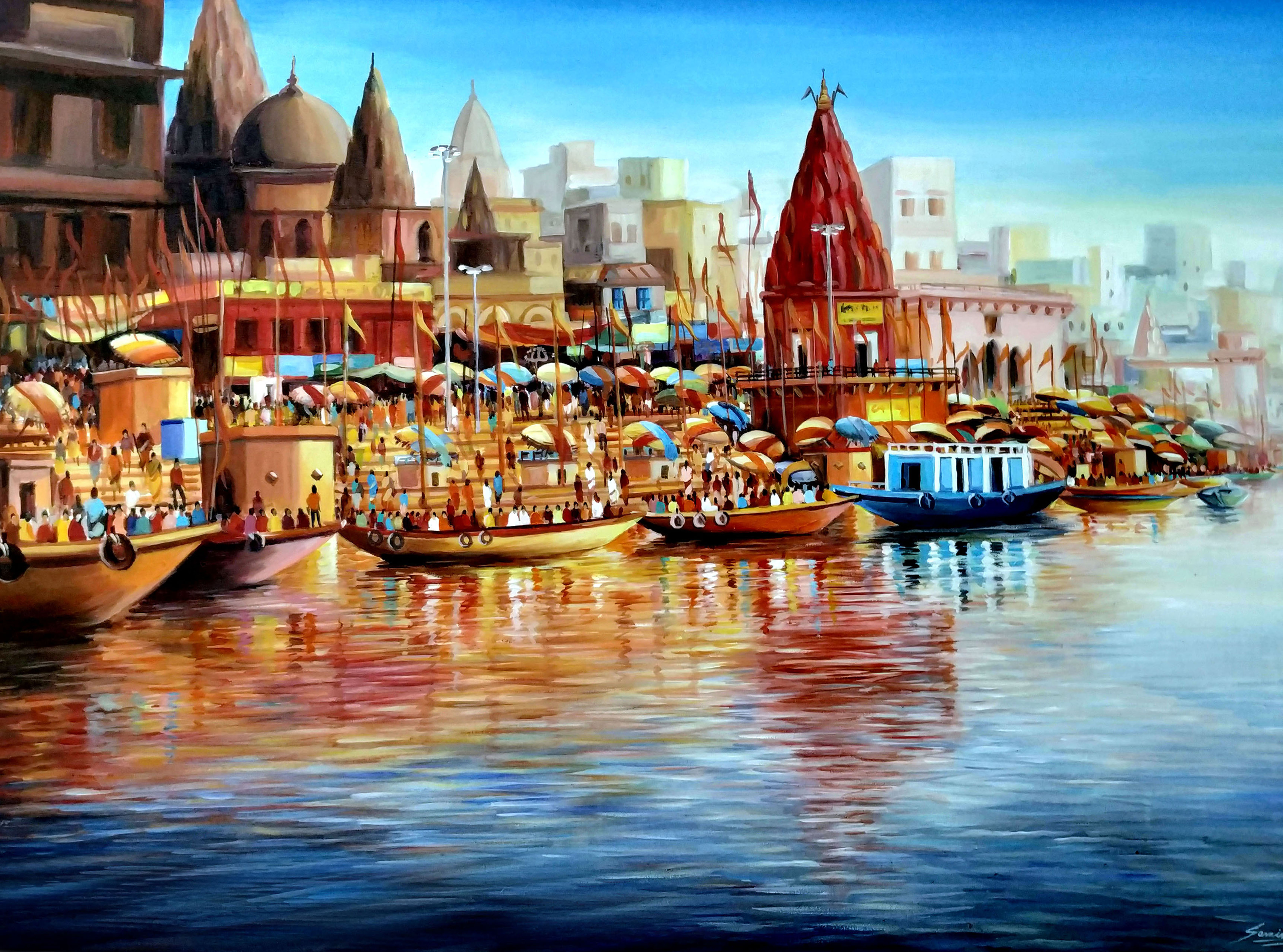 Colorful Morning Varanasi Ghat
